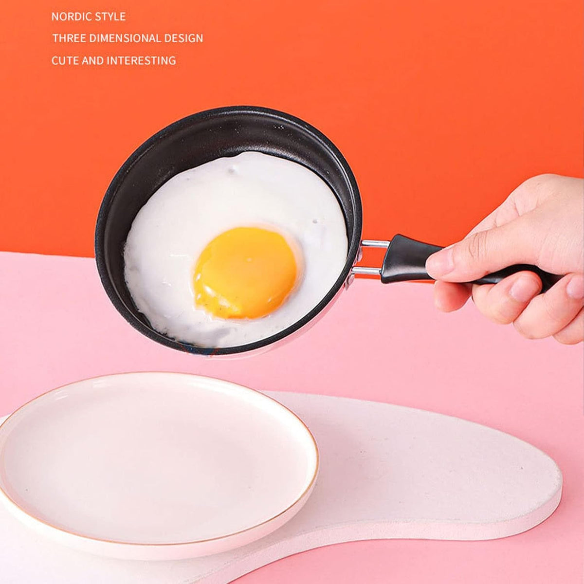Dpofirs Mini Induction Frying Egg Pan, 4.7in Single Egg Small Pan with Heat Insulation Long Handle