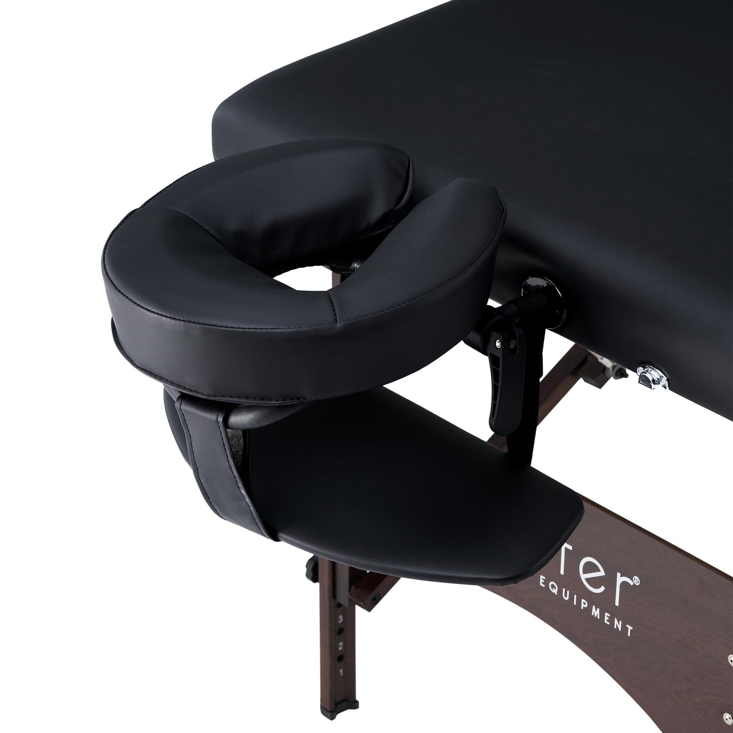 Master Massage Argo 28" Portable Massage Table with Walnut Legs – Spa Bed, Lash Table, Tattoo Bed, Beauty Bed – Black (Ambient Lighting System)