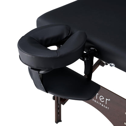 Master Massage Argo 28" Portable Massage Table with Walnut Legs – Spa Bed, Lash Table, Tattoo Bed, Beauty Bed – Black (Ambient Lighting System)