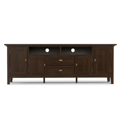 SIMPLIHOME Redmond TV Stand - 72 inch Wide Solid Wood Media Console in Brunette Brown, Transitional Entertainment Center for Living Room for TVs up to 80 Inches with Drawers and Cable Management