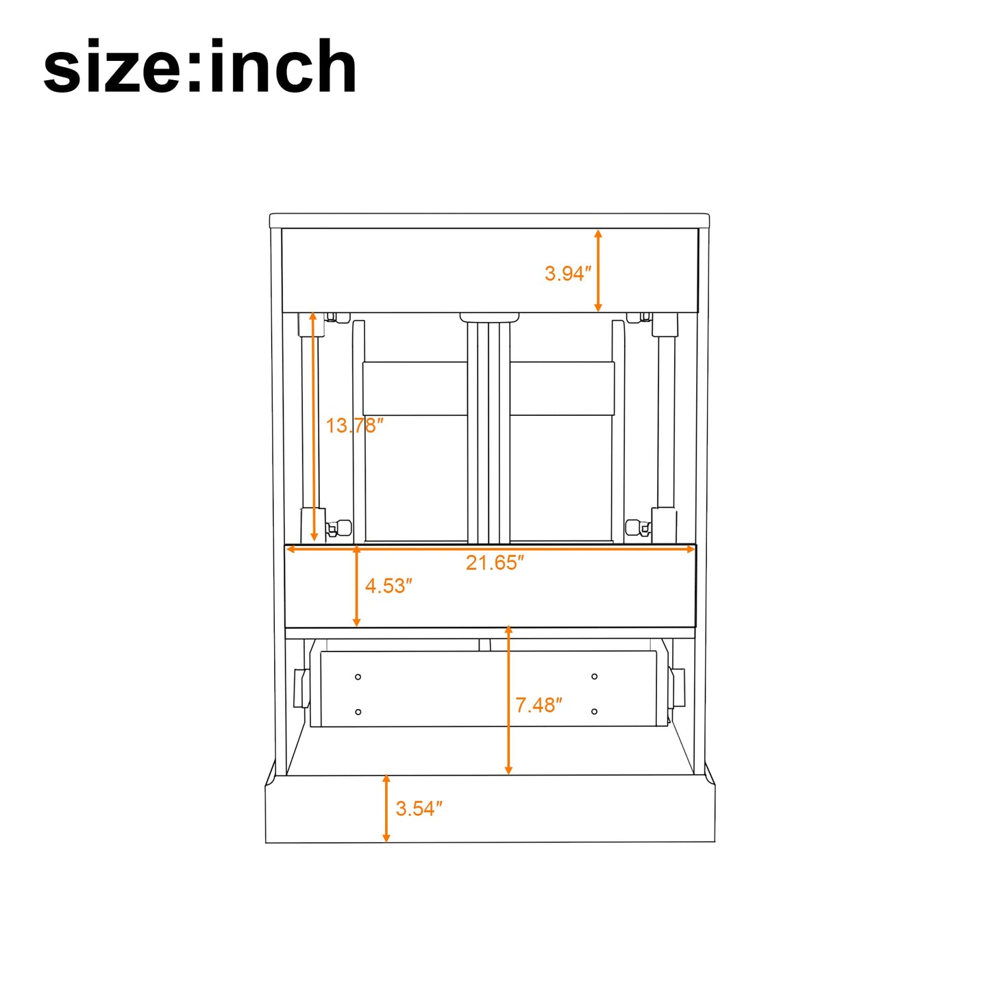 Merax 24" Bathroom Vanity with Sink & 1 Divider Drawer & 2 Soft-Close Doors (Double Shelf on Door), MDF and Solid Wood Frame, Freestanding Vanity Cabinet (Black)