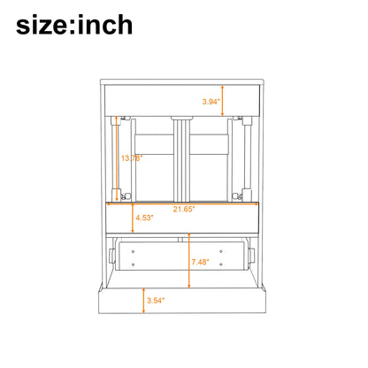 Merax 24" Bathroom Vanity with Sink & 1 Divider Drawer & 2 Soft-Close Doors (Double Shelf on Door), MDF and Solid Wood Frame, Freestanding Vanity Cabinet (Black)