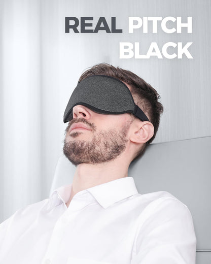 MZOO Luxury Sleep Eye Mask for Side Sleeper Men Women, Zero Eye Pressure 3D Sleeping Mask, Light Blocking Patented Design Night Blindfold, Soft Eye Shade Cover for Travel, Black