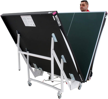 Butterfly Space Saver 22 Ping Pong Table—Indoor Rollaway Table—ITTF Approved Table for Tournaments, Clubs, Or Homes—Professional Ping Pong Net Included—Compact Storage