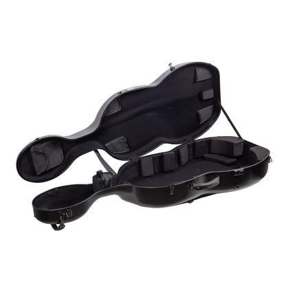 Crossrock Poly Carbon Cello Case for 4/4 Full-Size | Matte Black Finish, Black Velvet Interior, Wheels & Bow Storage – Durable Lightweight Hardshell