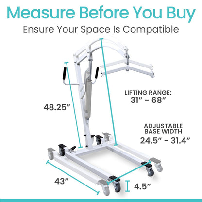 Vive Hydraulic Patient Lift for Home Use - Portable, Medical Patient Transfer Lift System - Sit to Stand Lift Assist for Elderly - Floor & Fall Elderly Lift - for Car, Wheelchair, Chair & Bed Transfer