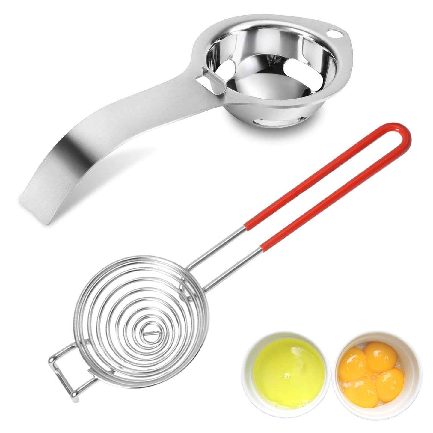 Egg Separator Food Grade Stainless Steel Egg Yolk White Separation Tool 2Pcs