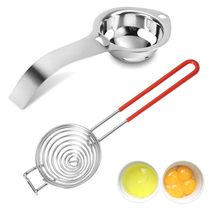 Egg Separator Food Grade Stainless Steel Egg Yolk White Separation Tool 2Pcs