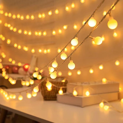 AUAUY 40 19.6FT 2 String Lights, LED String Lights Battery Operated Modes, Christmas Lights Bedroom, Waterproof Outdoor