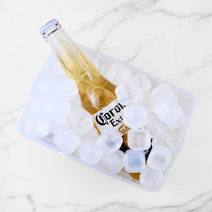 Reusable Ice Cube with Lid & Bin, 60 Pack Plastic Ice Cubes for Drinks BPA Free, Refreezable Square Ice Cubes for Water Bottles, Whiskey, Vodka, Coffee, Cocktails, Beer or Wine