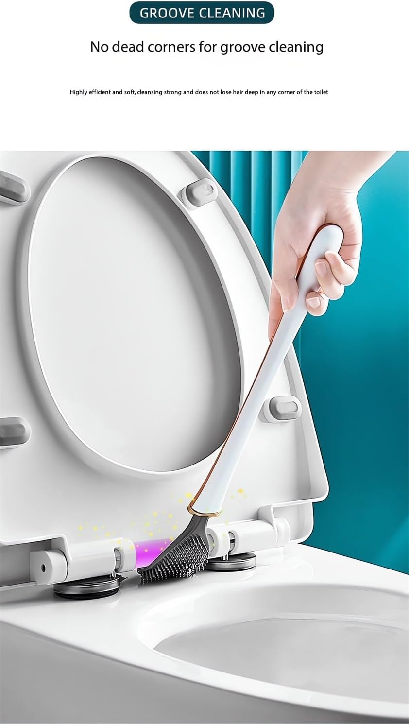 2025 Set Modern Flexible Silicone Toilet Caspa for Home Silicone Toilet Wand Bowl Brush and Holder Cleaning Wall