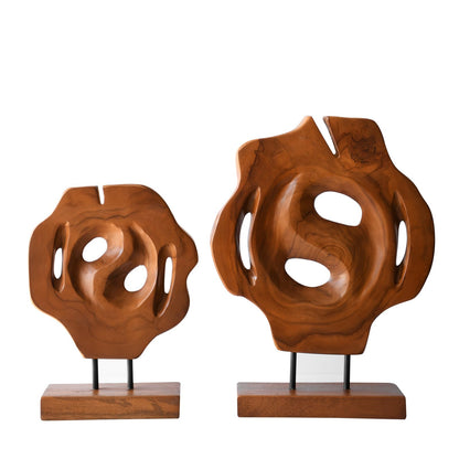 WELLAND Set of 2 Irregular Teak Sculptures