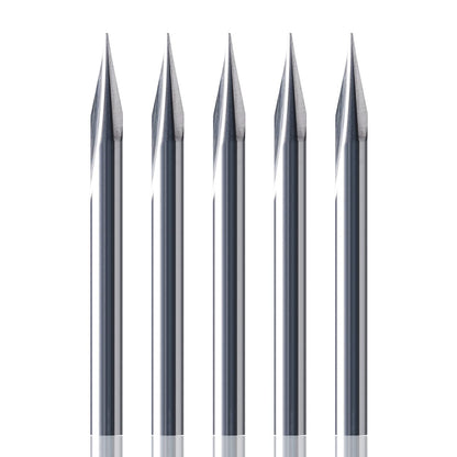 HUHAO 5PCS CNC Wood Carving Router Bit Set,20 Degree Engraving 1/8 Inch Shank V Bit 2 Flute 0.1mm Tip Carbide V Bit for Acrylic Metals Wood MDF PVC