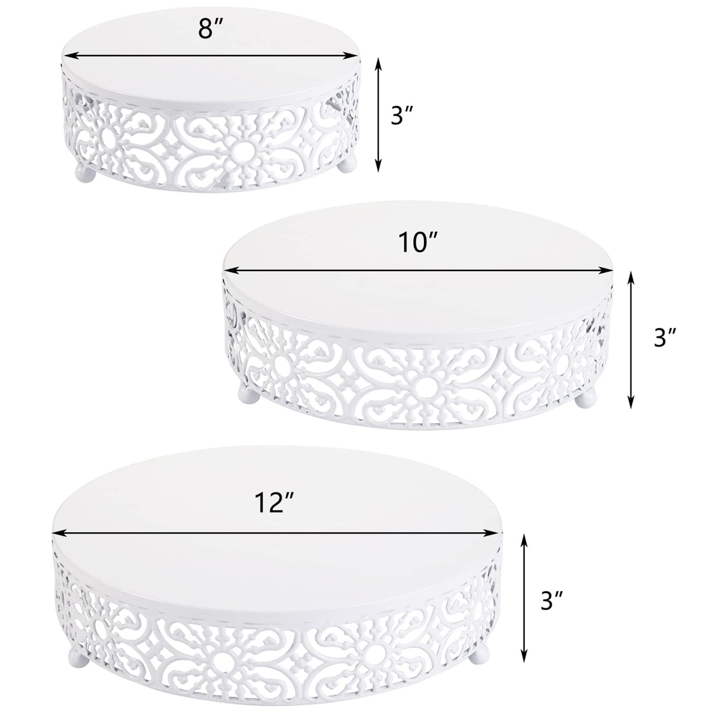 Hedume 3-Piece Cake Stand Set, Round Metal Cake Stands, Dessert Cupcake Stands, Cupcake Pastry Candy Plate for Wedding, Event, Birthday Party