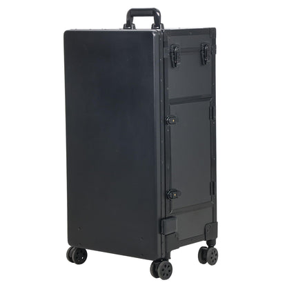 ZhenGuiRu Portable Manicure Table with 3 Drawers, Rolling Foldable Nail Desk with Detachable Mirror, Professional Makeup Train Case with Wheels and TSA Lock for Nail Techs & Salon Use