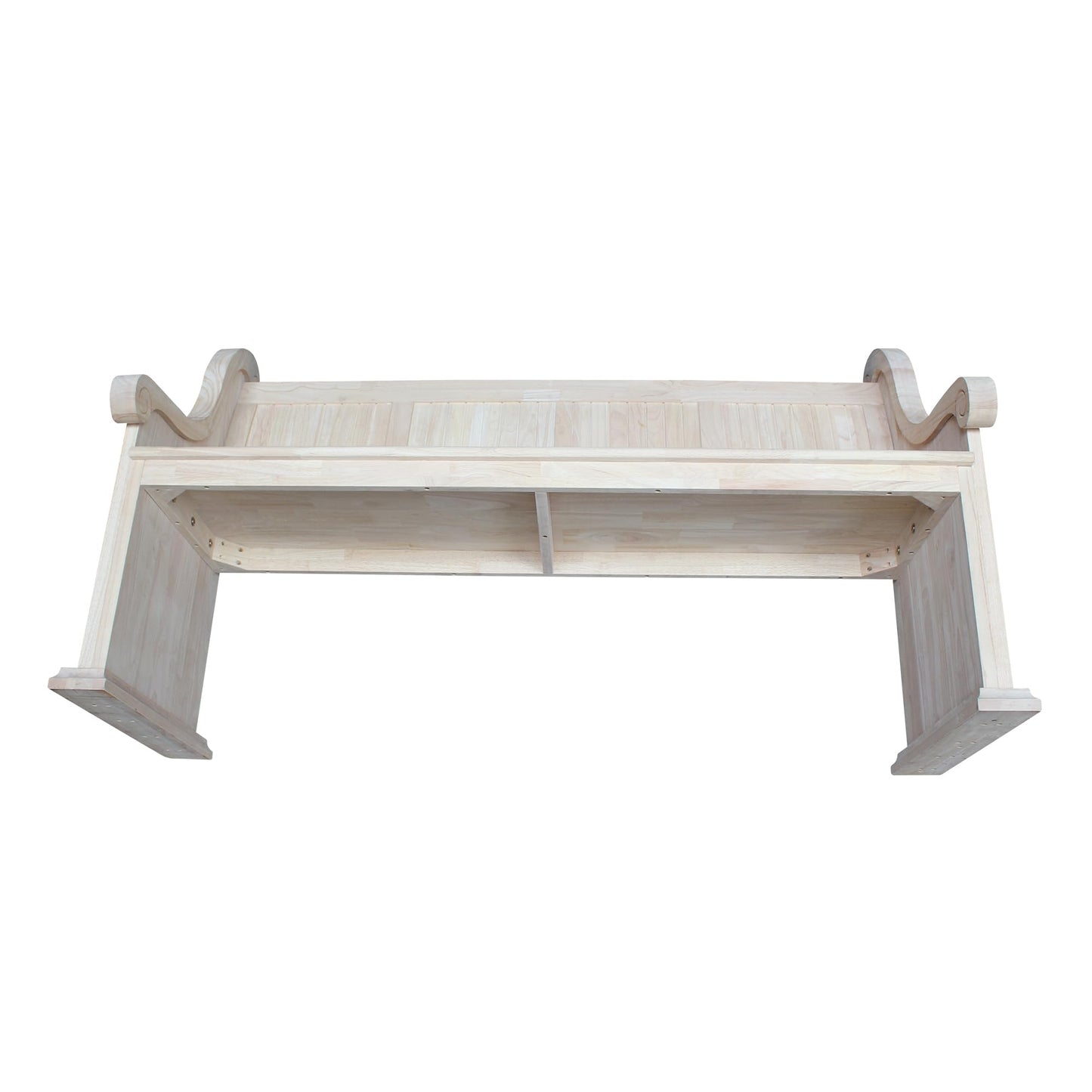 IC International Concepts, Sanctuary Bench, Solid Real Wood, Sturdy Parawood, Entryway/Dining/Living, Spacious Dimensions 58" W x 17.7" D x 18" H, 450 LBS Capacity, Paint/Stain Ready, Unfinished