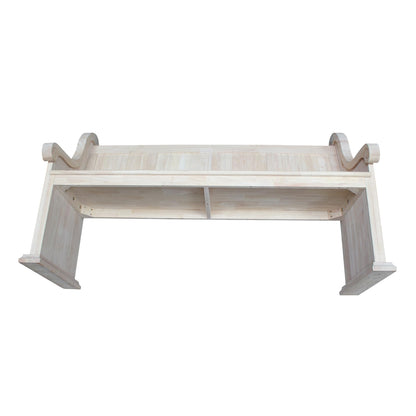 IC International Concepts, Sanctuary Bench, Solid Real Wood, Sturdy Parawood, Entryway/Dining/Living, Spacious Dimensions 58" W x 17.7" D x 18" H, 450 LBS Capacity, Paint/Stain Ready, Unfinished