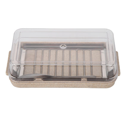Pissente Butter Slicer Cutter, Stainless Steel Butter Cutter Container Butter Storage Box with Transparent Cover Multipurpose Rectangle Butter Keeper for Home Kitchen Baking Supplies