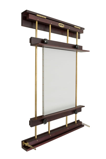 Rue Wall Easel Large - Mahogany Finish & Brass Hardware - 48" Wide Hanging Wall Mountable Display for Art, Adjustable Angle, Holds Canvas Up to 60", Decorative Holder, Easel Lamp Compatible, 38lbs