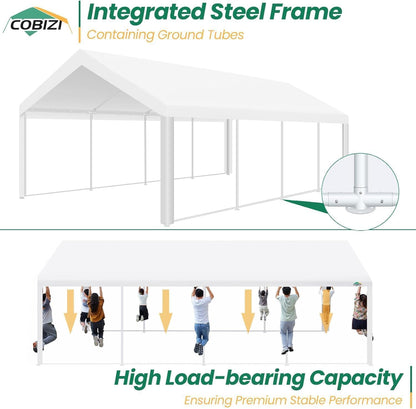 COBIZI 13x26 Outdoor Party Tent Heavy Duty Waterproof Canopy Shelter with 8 Sidewalls & 10 Church Windows, White Powder Coating, Built-in Sandbag Commercial Event Tents for Parties BBQ Patio Wedding