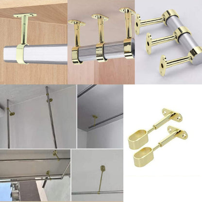 MroMax Shower Curtain Rods, Wall Mounted Support Bracket for Pipe Diameter 0.63" x 1.18" (Golden Tone, 4pcs)