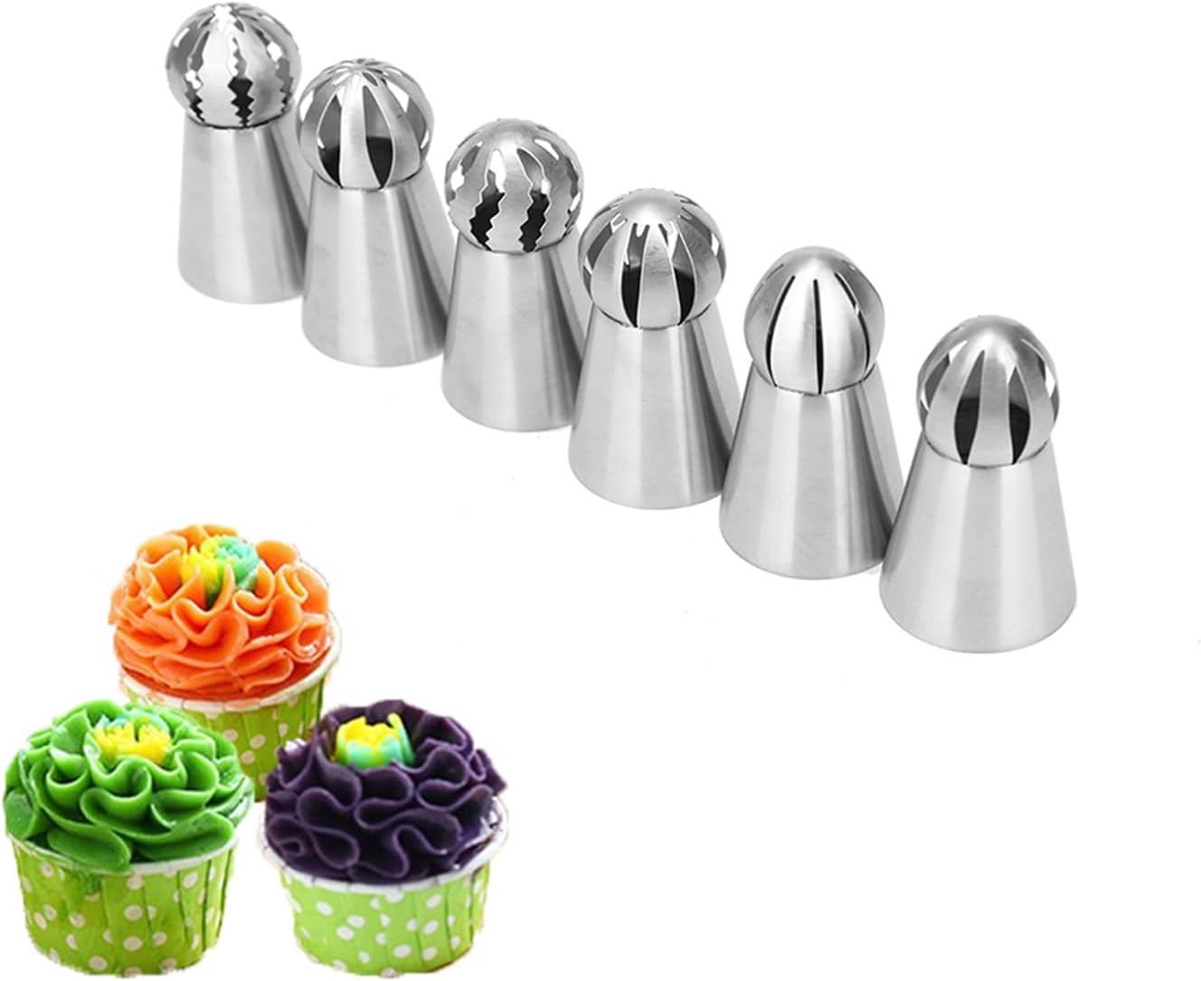 Hofumix Russian Piping Tips Cake Decorating Kit, 6pcs Buttercream DIY Baking Tools