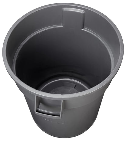 Amazon Basics Heavy Duty Sturdy Round Trash Can, 32 Gallon, Grey, Pack of 2