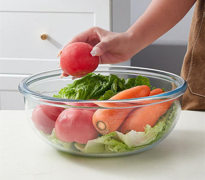ADESUGATA Glass Mixing Bowl, Suitable for Salads, Heat-Resistant Mixing, kneading, Fermentation, Baking and whisking