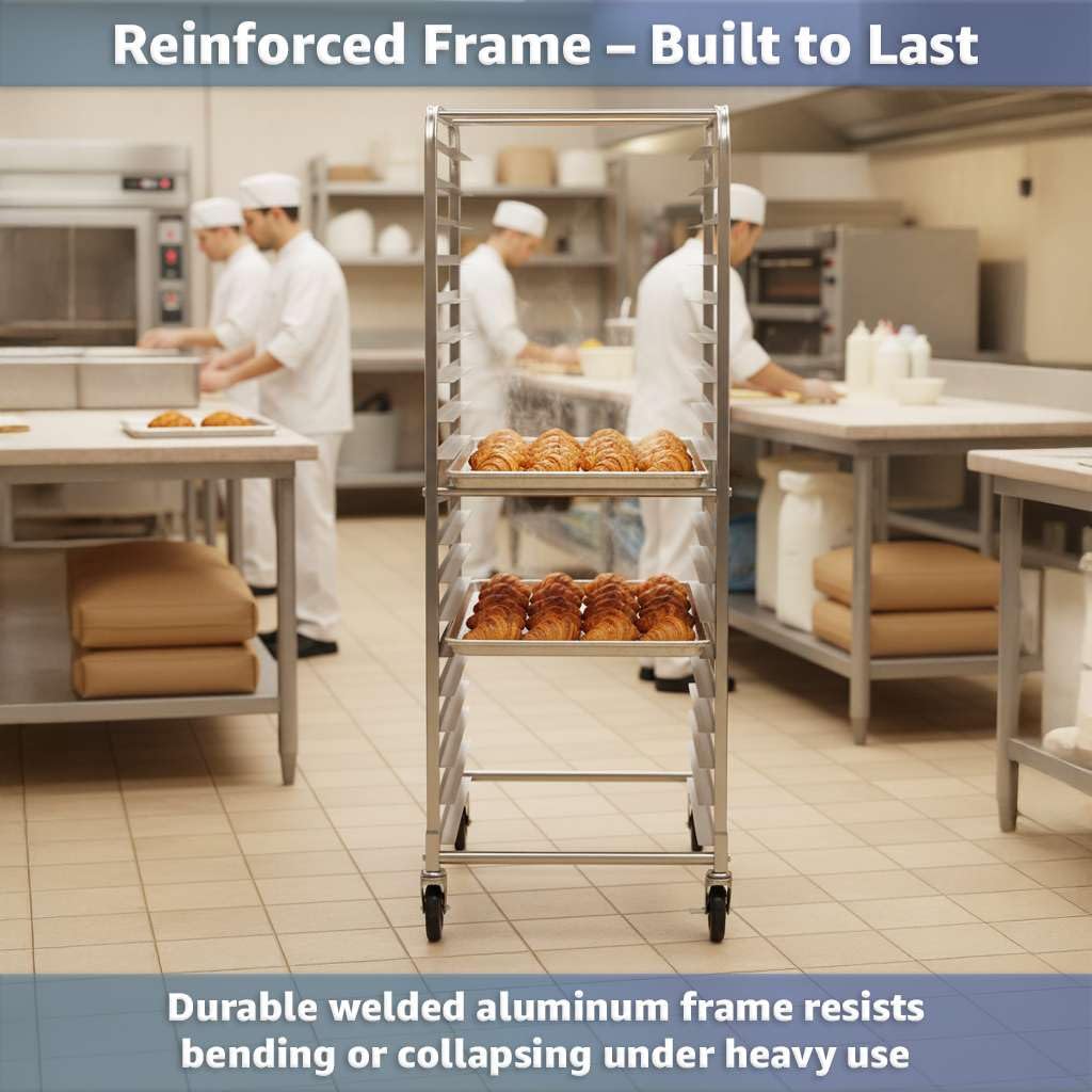 Zedfire 20 Pan Aluminum Sheet Pan Rack - Bakery Speed Rack, Commercial Bread Pan Rack with Casters