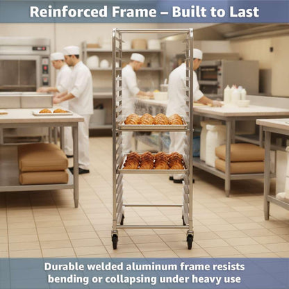 Zedfire 20 Pan Aluminum Sheet Pan Rack - Bakery Speed Rack, Commercial Bread Pan Rack with Casters