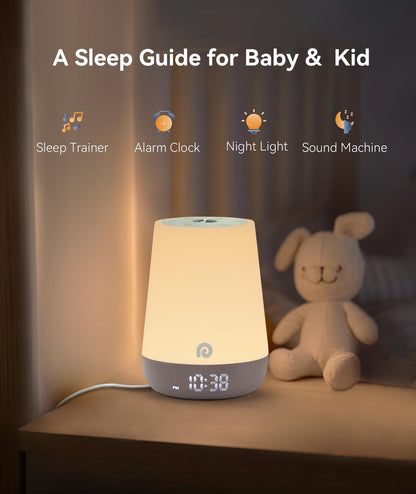 Dreamegg Sound Machine Baby - White Noise Sound Machine Baby With Night Light, Ok to Wake Alarm Clock, 34 Soothing Sounds, Sleep Trainer, Routine Builder, App Control for Kids Nursery Sleeping Bedroom