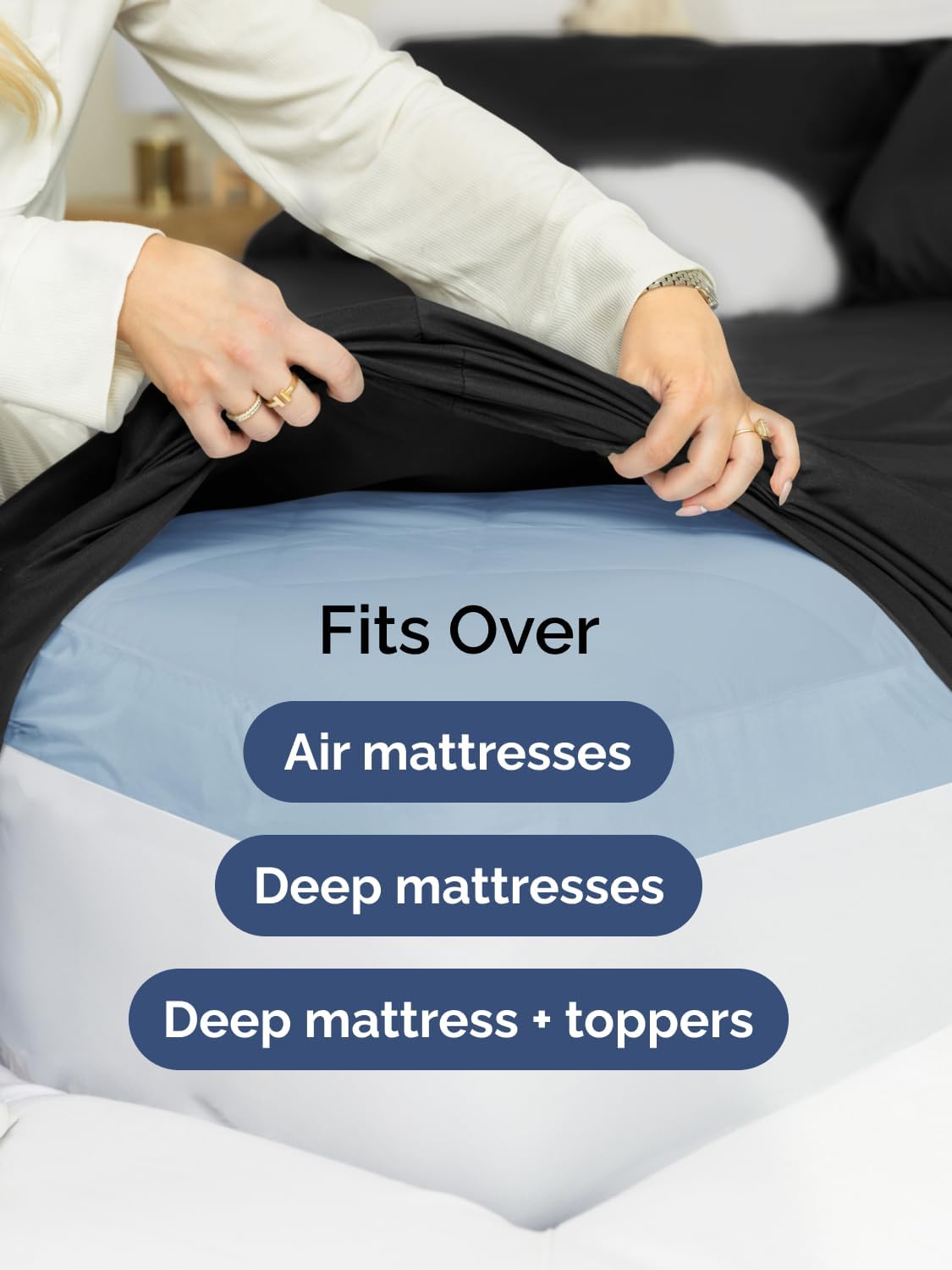 Skiennix Extra Deep Cal King Sheet Set | 6-Piece Breathable Cooling Bedding - Soft, Wrinkle-Free, Black