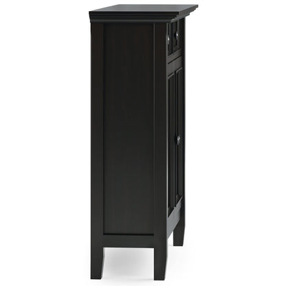 SIMPLIHOME Amherst 36-inch Wide Transitional-Style Storage Cabinet in Hickory Brown with Drawers and Adjustable Shelves for Entryway or Living Room