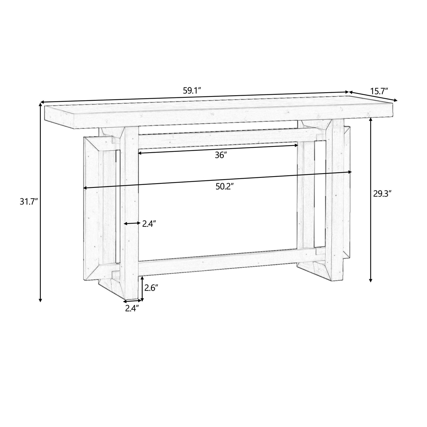 Merax Wood Entryway Console Table, Modern Line Frame with Industrial Concrete Top, for Living Room/Hallway/Foyer, Grey