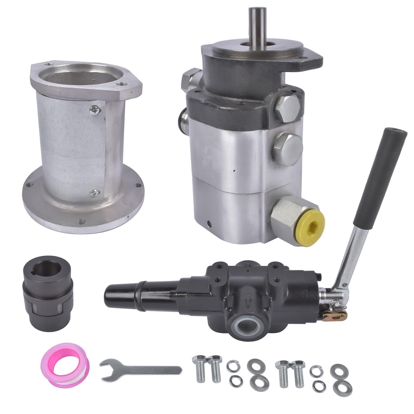 OFMCBSRHL Hydraulic Log Splitter Pump 22GPM 2-Stage Gear Pump, HI/LO Gear Pump, 2 Stage 4000PSI Aluminum Hydraulic Gear Pump + Valve Coupling Installation Base