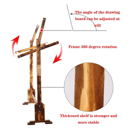 Cross Stitch Frame Stand, Wooden Adjustable Tapestry Frame Embroidery Stand, Frame 360° Rotation, with Wide Base Design, for Sewing Needlework Arts Crafts Embroidery Project