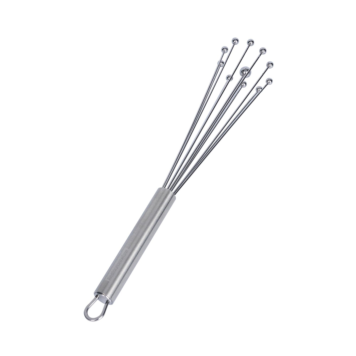 Restaurantware 10.5 in Stainless Steel Ball Whisk - German Standard Egg Beater with Ergonomic Handle, Dishwasher Safe - Manual Mixer Cooking Whisk for Baking, Stirring, Sauces, Beating