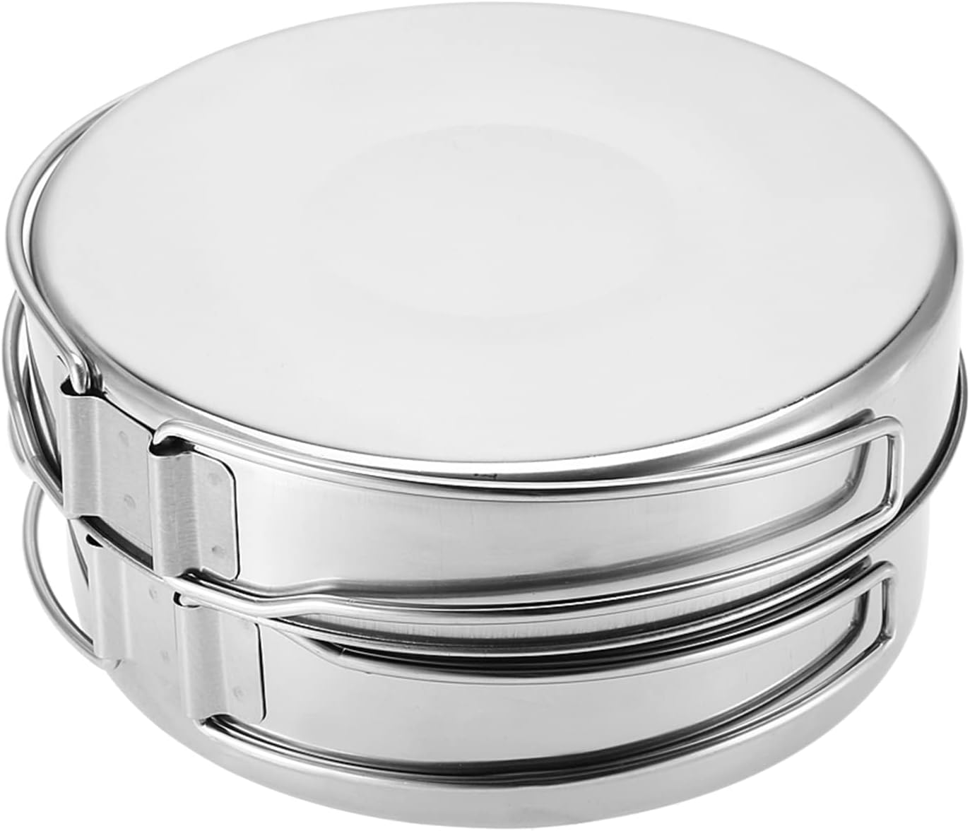 Portable Cookware Set, 4 Pcs Stainless Steel Camping Kitchenware Pan Pot Plate Tableware for Outdoor Cooking