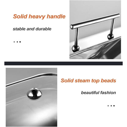 Stainless Steel Electric Chafing Dish with Clear Lid, Commercial Grade Food Warmer for Home Kitchen, Hotel, Banquet, Family Gatherings, Party Serving Tray