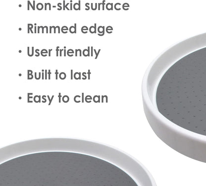 Lazy Susan Turntable 2 Pack, 12 Inch Non-Skid Round Spinning Spice Organizer for Kitchen, Cabinet, Pantry, Fridge