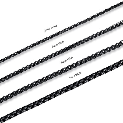 FOSIR Mens Womens 2mm Stainless Steel Black Rolo Cable Chain Necklace (20 Inch)