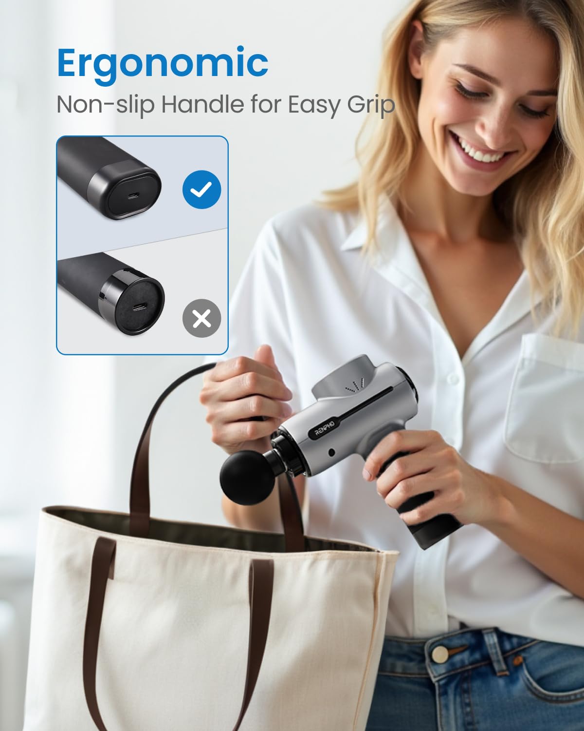 RENPHO Massage Gun Deep Tissue, Portable Percussion Massager for Back and Neck, Gifts for Men and Women, Handheld Device with Carry Case, Active Green