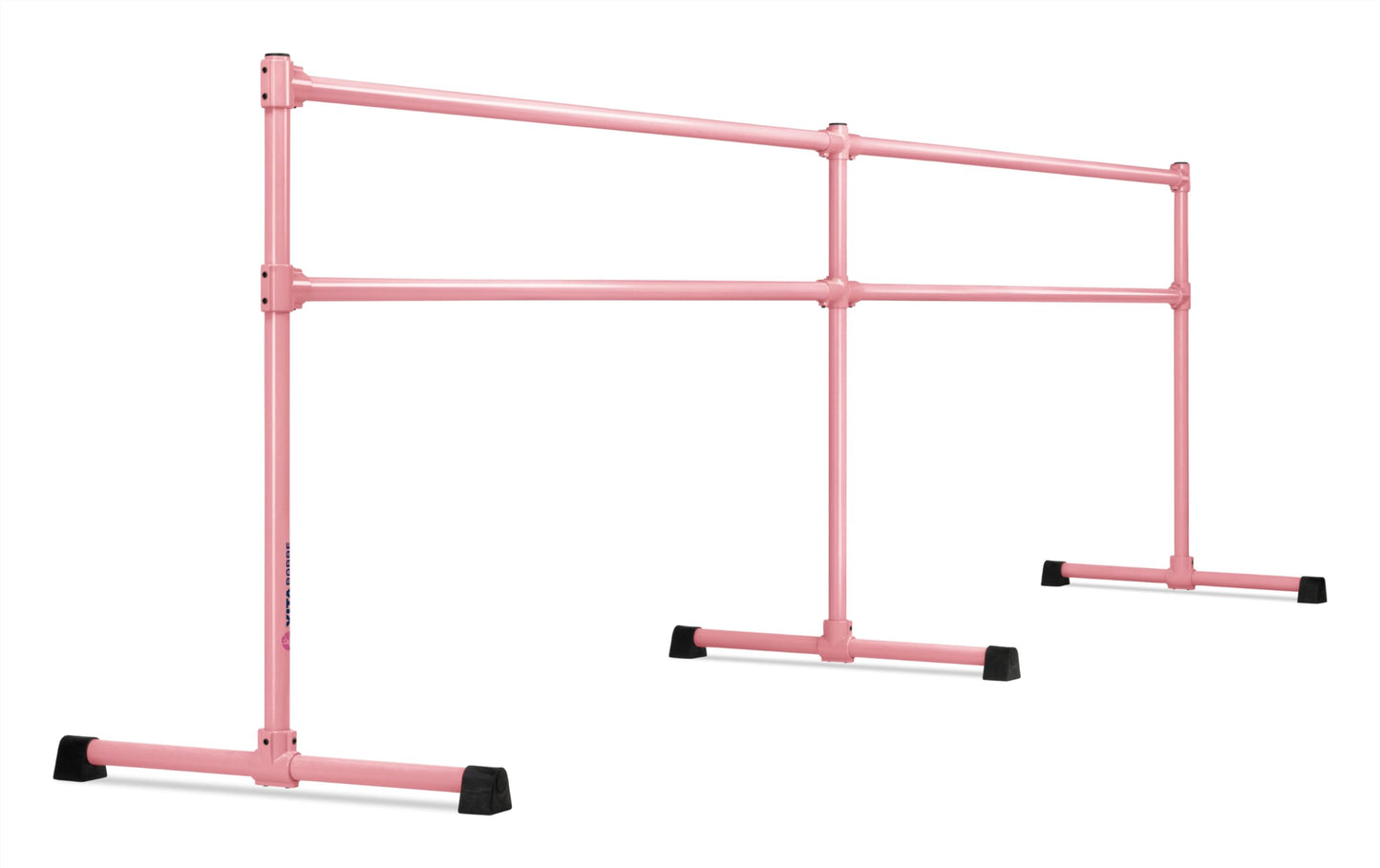 VITA Barre Portable Freestanding Double Ballet Barre, Extreme, 16 Ft Bars, Light Pink, Steel | Fixed Height, Made in USA, Home or Gym Exercise Equipment for Kids & Adults | Dance, Fitness, Pilates