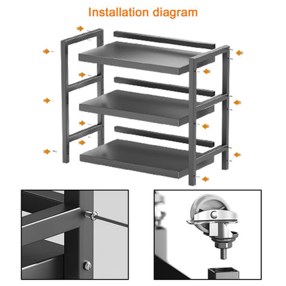 Stainless Steel Rolling Cart, Kitchen Utility Storage Cart with Locking Wheels for Lab, Clinic, Kitchen, Salon - Multi-Layer Design