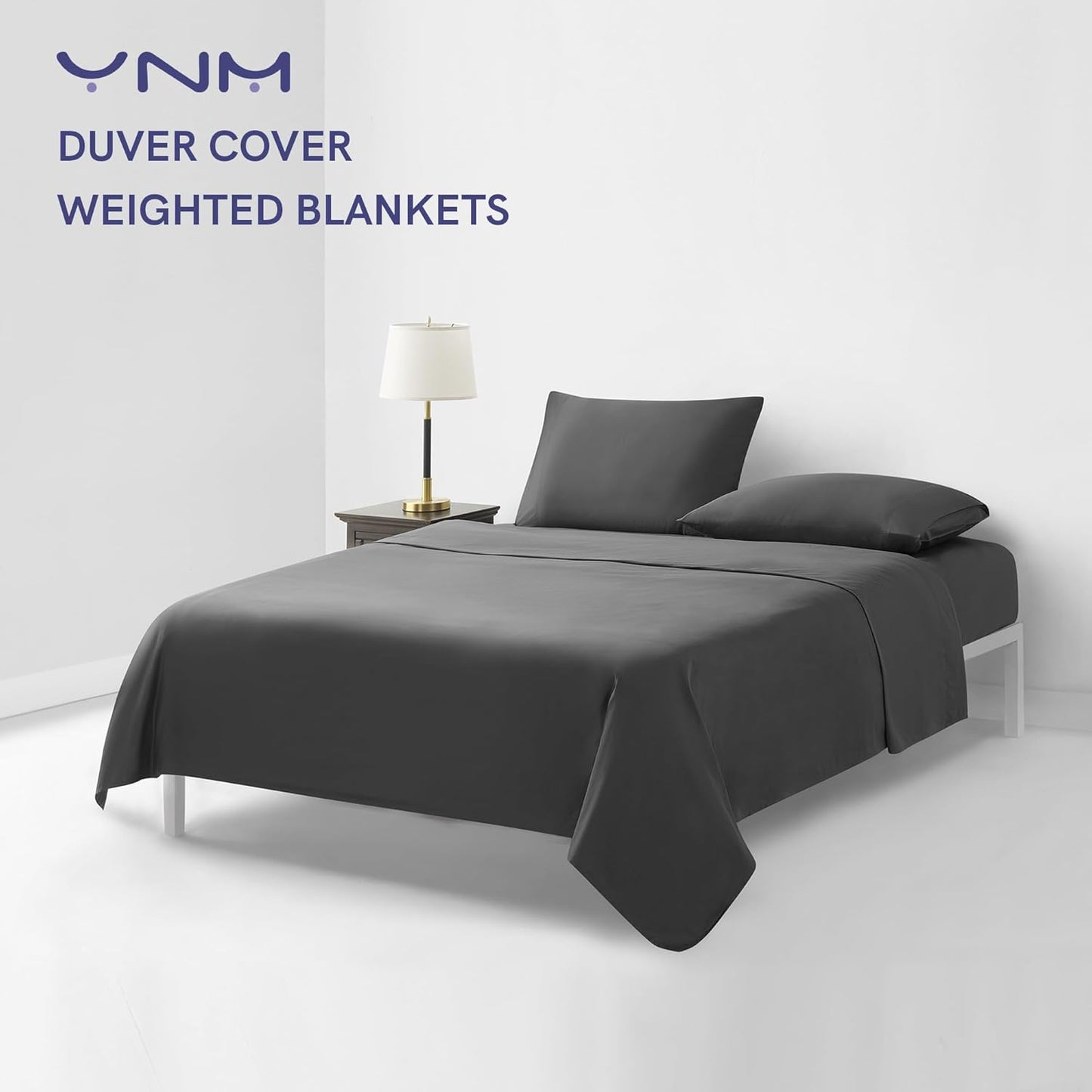 YnM Exclusive Cotton Duvet Cover for Weighted Blankets - Dark Grey, 41"x60"