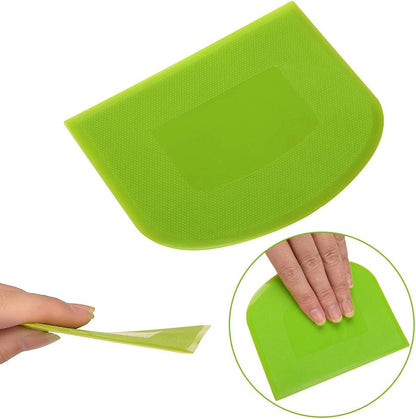 Dough Scraper Bowl Scraper, Flexible Plastic Multi-Function Kitchen Tools, 2 Piece Set in White-Green.