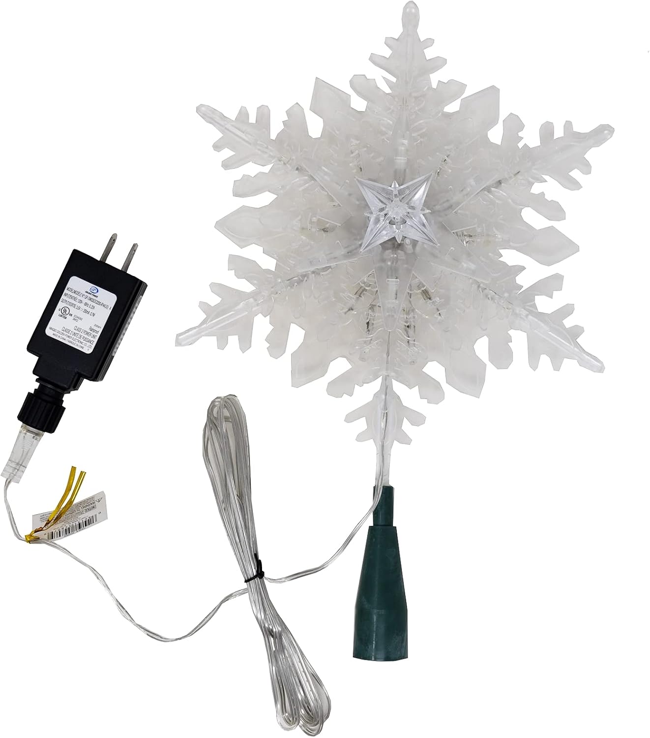 Kurt Adler 20-Light 10-Inch Clear Snowflake Treetop with Color-Changing RGB LED Bulbs