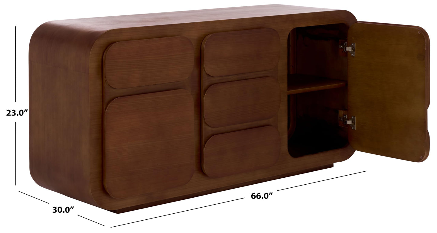 SAFAVIEH Couture Collection - Herald Brown Wood Sideboard, Modern 3-Shelf Storage Cabinet, Fully Assembled (SFV5547A)