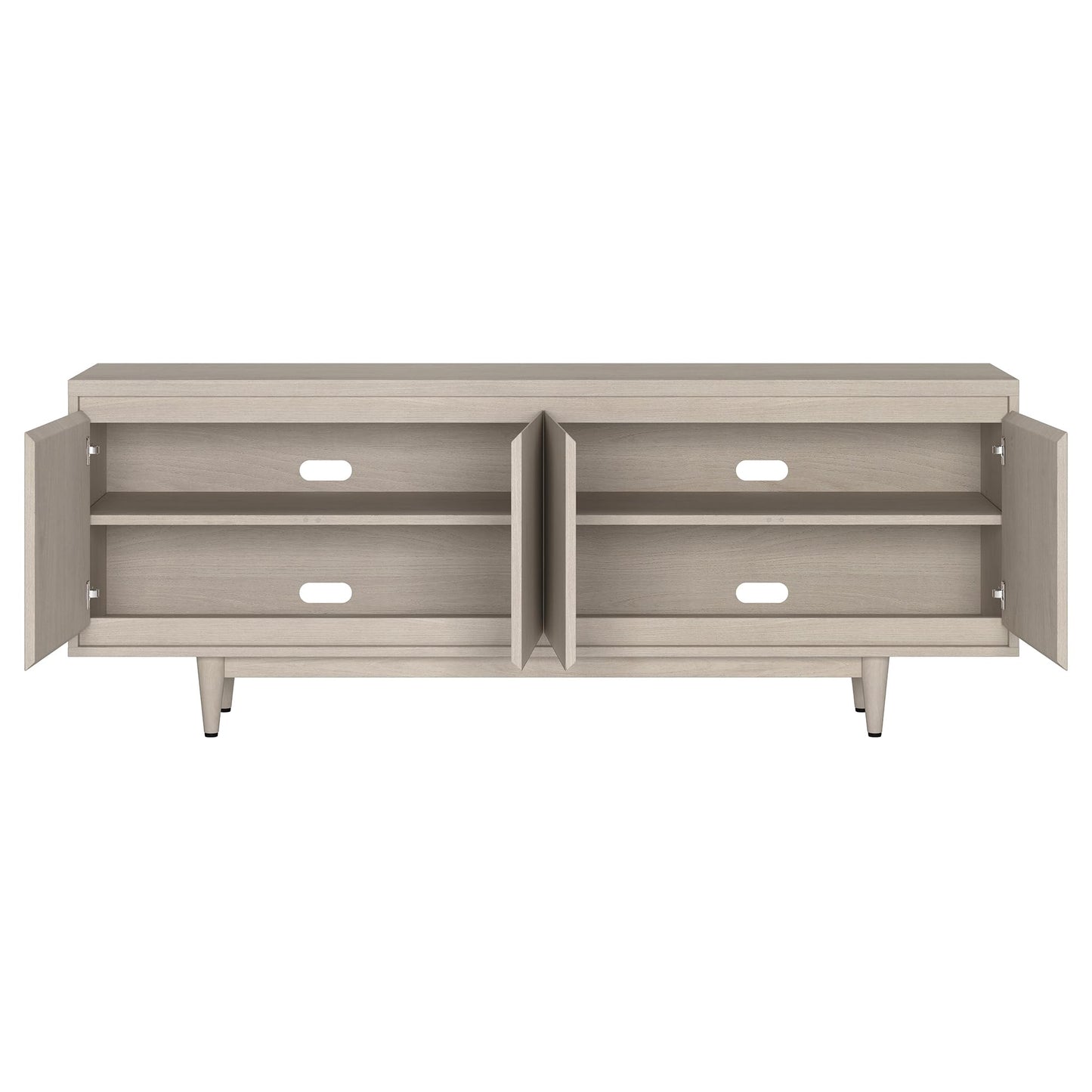 Henn&Hart TV Stand for TVs up to 75" with 2 Storage Cabinets with an Adjustable Shelf for Living Room, Family Room, or Office, Beech White