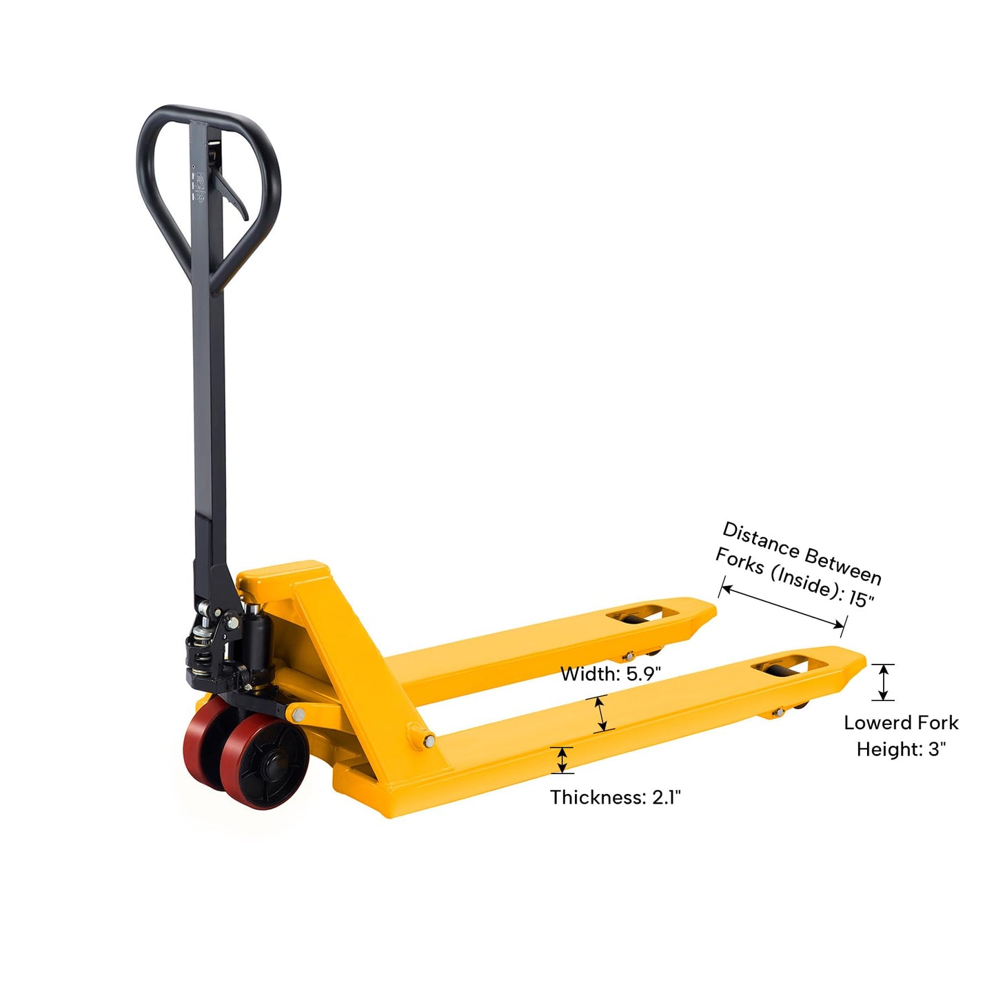 Tory Carrier Pallet Jack Hand Truck Manual Pallet Jacks 6600-Lb. Capacity 27 x 48 Forks Standard Duty, Rubber Handle, PU Wheels